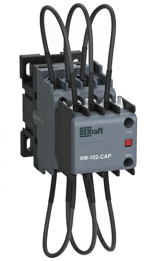 

Контактор DEKraft 22412DEK конденсаторый 12кВАр, 220/230В, AC6b, 2НО серии КМ-102-CAP, 22412DEK