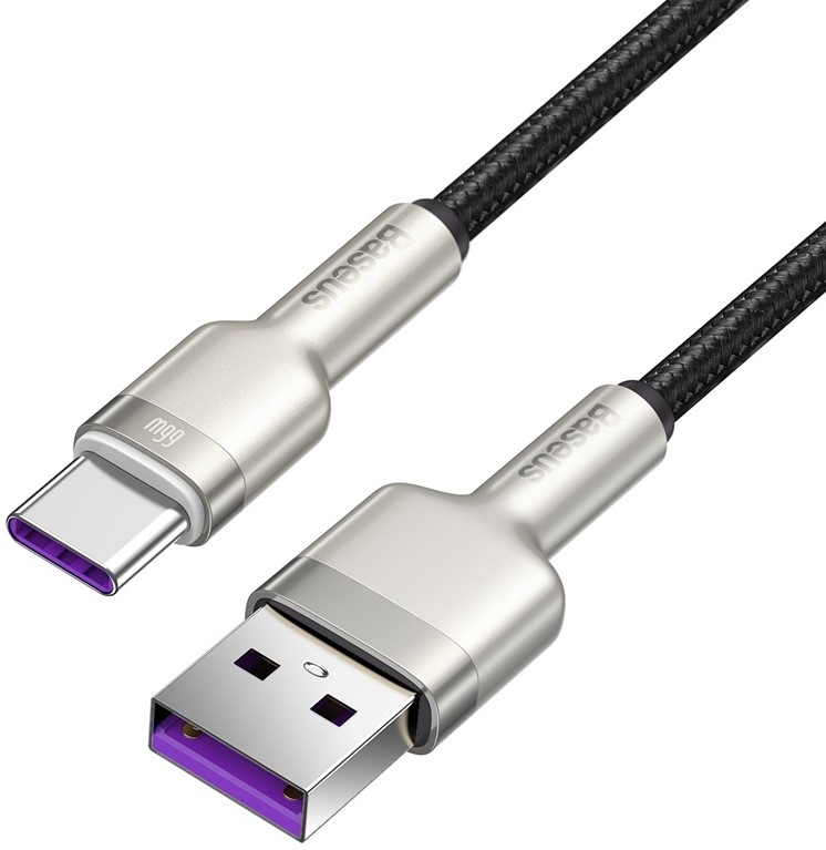 

Кабель интерфейсный Baseus CAKF000201 USB to Type-C 66W, в оплётке, 2m black, CAKF000201