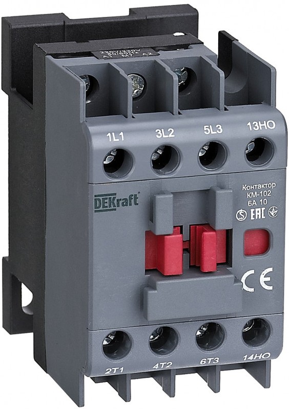 

Контактор DEKraft 22053DEK 6А 24В АС3 АС4 1НО КМ-102, 22053DEK