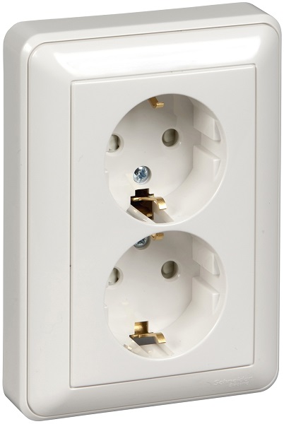 

Розетка Schneider Electric RS16-255-28 2-м СП W59 защ. шторки с заземл. сл. кость, RS16-255-28