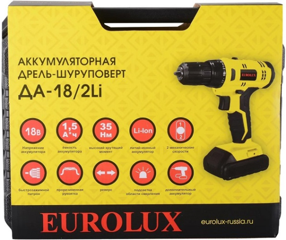 фото Дрель - шуруповерт Eurolux ДА-18/2Li в Челябинске