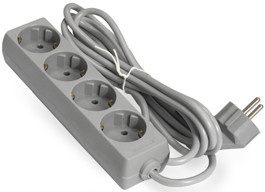 

Удлинитель Exegate ECE-4-5G EX285817RUS 4 евророзетки с заземлением, 5м, серый, ECE-4-5G