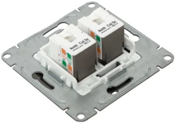 фото Розетка компьютерная двойная EKF UP1-SOM-2RJ45-5