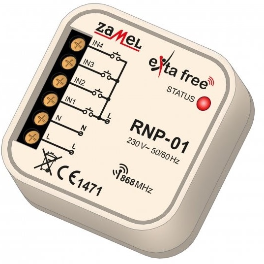 

Передатчик Zamel RNP-01 Exta Free встраиваемый (4 канала), 868 MHz, радиус действия 200м, IP20, RNP-01