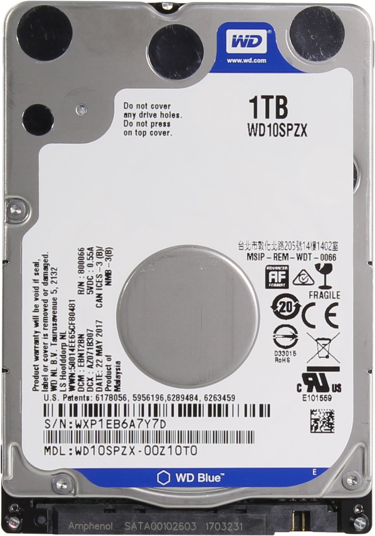

Жесткий диск 1TB SATA 6Gb/s Western Digital WD10SPZX 2.5" WD Blue 5400rpm 128MB Bulk, WD10SPZX
