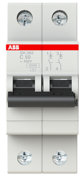 

Автоматический выключатель ABB 2CDS212001R0504 2-полюсной SH202 C50, 2CDS212001R0504