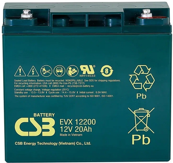 

Аккумулятор CSB EVX12200 12В, 20Ач, EVX12200