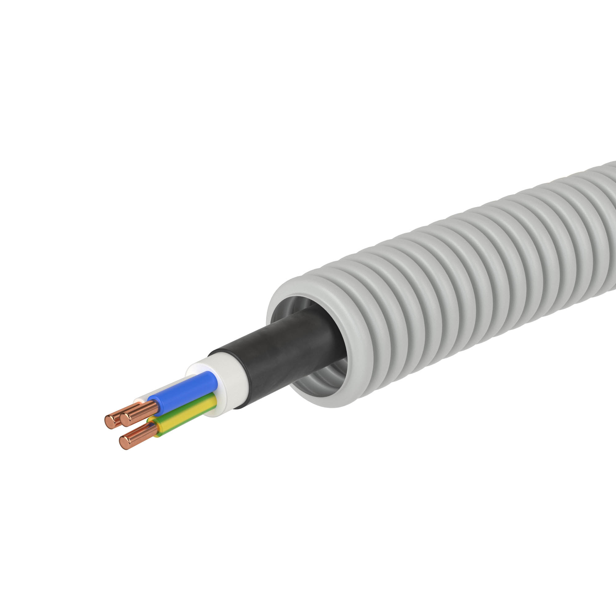 

Труба гофрированная DKC 9S91650 ПВХ гибкая, d16мм, серая, с кабелем ВВГнг(А)-LS 3х2,5мм², "Octopus" (уп50м), 9S91650