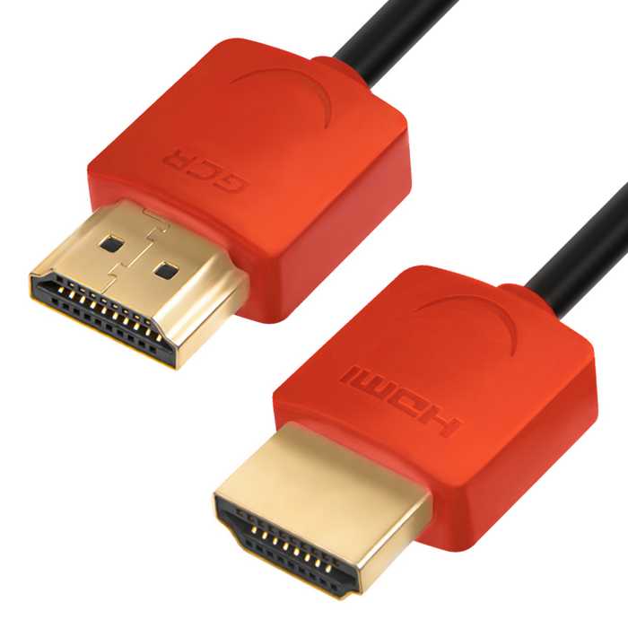 

Кабель интерфейсный HDMI-HDMI GCR GCR-HM502 GCR-51215 2.0m HDMI 2.0, красные коннекторы Slim, OD3.8mm, HDR 4:2:2, Ultra HD, 4K 60 fps 60Hz, 3D, AUDIO,, GCR-HM502