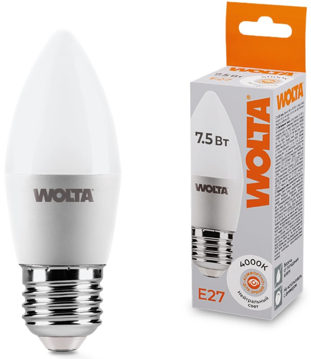 

Лампа светодиодная WOLTA 25SC7.5E27 7.5Вт 4000K E27, 25SC7.5E27
