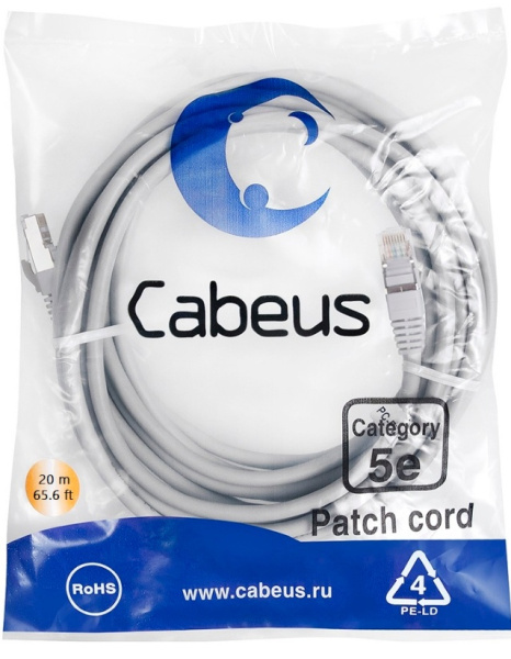 фото Кабель патч-корд F/UTP 5e кат. 20м Cabeus PC-FTP-RJ45-Cat.5e-20m в Смоленске