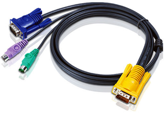 

Кабель Aten 2L-5202P мон+клав+мышь PS/2, SPHD15=>HD DB15+2x6Mini-Din, Male-3xMale, 8+6+6 проводов, опрессованный, 1.8 м, черный, 2L-5202P
