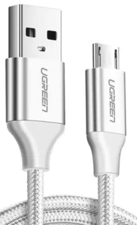 

Кабель UGREEN US290 60153_ USB 2.0 A to Micro USB Cable Nickel Plating Aluminum Braid, 2 м, белый, US290
