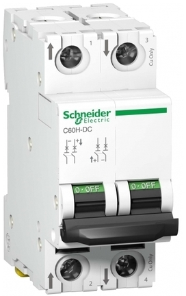 

Автоматический выключатель Schneider Electric A9N61538 Acti 9 C60H-DC 2P 50А (C) 500В DC, A9N61538