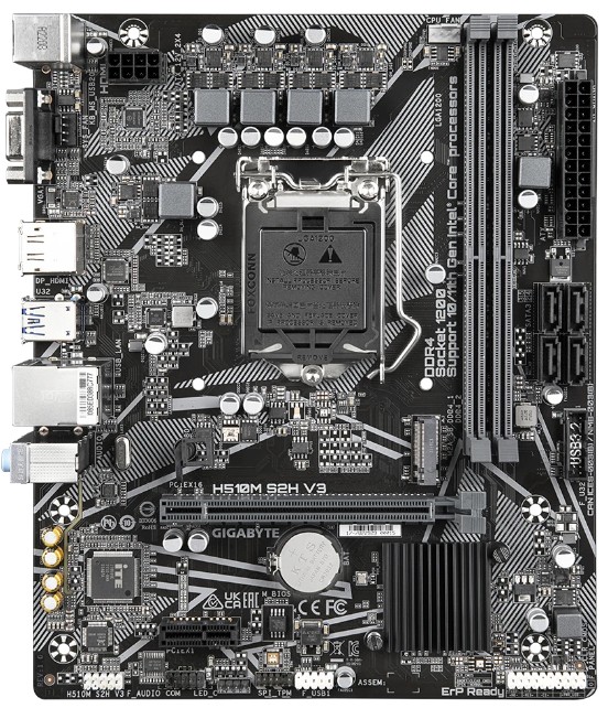 

Материнская плата mATX GIGABYTE H510M S2H V3 (LGA1200, H470, 2*DDR4 (3200), 4*SATA 6G RAID, M.2, 2*PCIE, Glan, HDMI, DP, D-Sub, 2*USB 3.2, 4*USB 2.0), H510M S2H V3 (УЦЕНЕННЫЙ)
