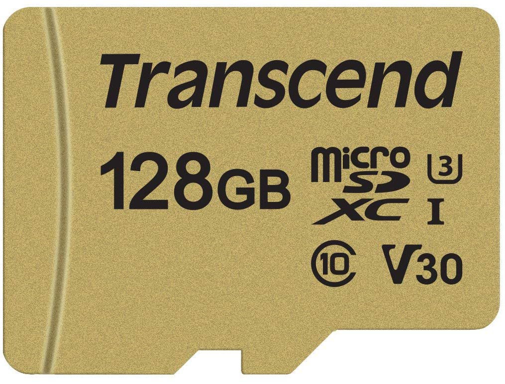 

Карта памяти 128GB Transcend TS128GUSD500S microSDXC Class 10 U3, V30 500S + адаптер, MLC, TS128GUSD500S