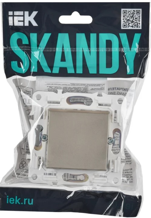 

Переключатель одноклавишный IEK SK-V12-1-10-K37 SKANDY с инд. 10А SK-V08Sh Шампань, SK-V12-1-10-K37