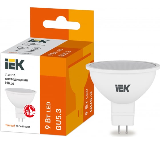 

Лампа светодиодная IEK LLE-MR16-9-230-30-GU5 MR16 софит 9Вт 230В 3000К GU5.3, LLE-MR16-9-230-30-GU5