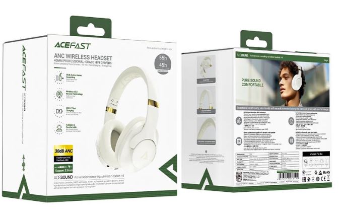 

Наушники беспроводные ACEFAST H4 накладные с шумоподавлением Active Noise Canceling Wireless Headset. Цвет: бежевый, H4