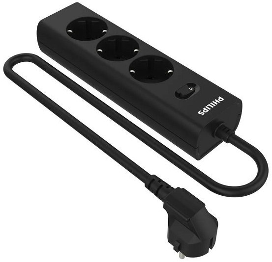 Сетевой фильтр Philips CHP2135BA/51 3 Розетки, кабель - 2M, черный