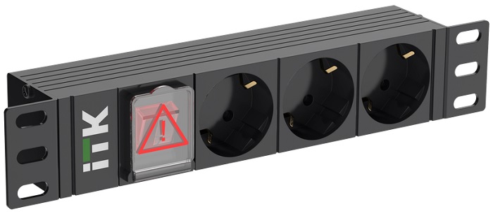 

Блок розеток ITK PH12-3D3-P 3 розетки немецкого стандарта LED 1U вx. С14 10", PH12-3D3-P