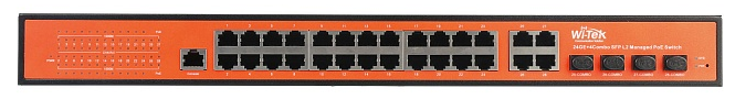 

Коммутатор управляемый Wi-Tek WI-PMS328GF L2 PoE 400Вт, порты 24 PoE GE + 4 Combo GE/SFP, WI-PMS328GF