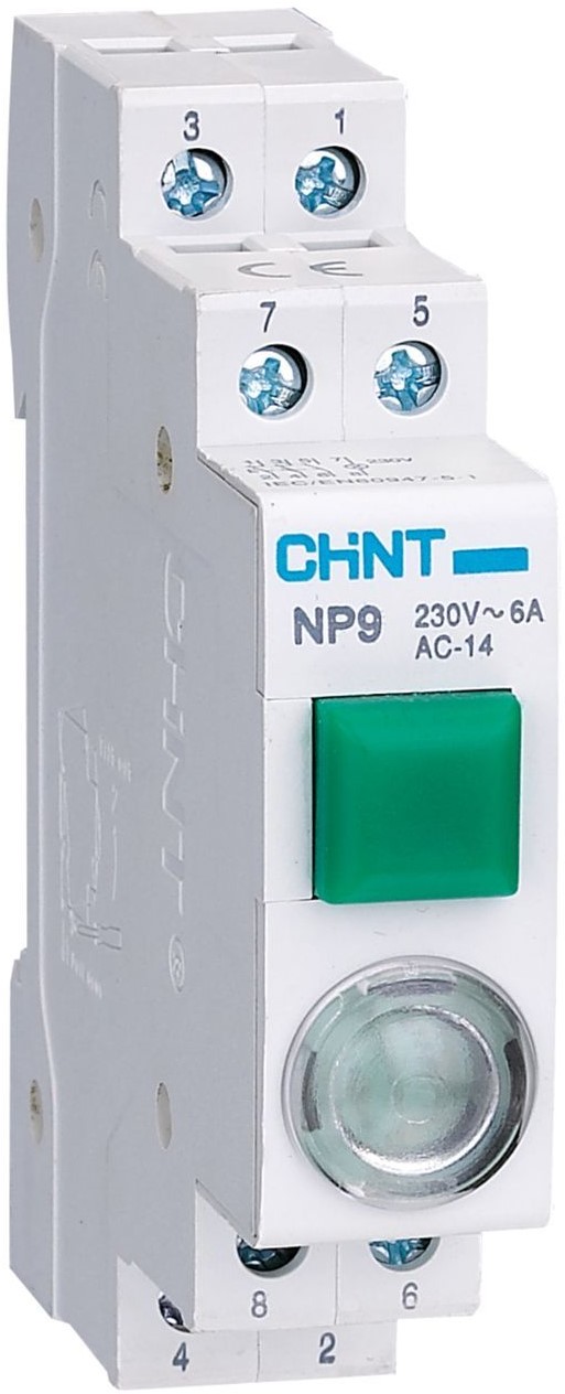 

Кнопка модульная CHINT 584054 NP9-10D3/1 с подсветкой 1НО AC/DC 230В зел., 584054
