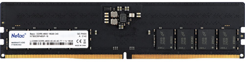 

Модуль памяти DDR5 16GB Netac NTBSD5P48SP-16 Basic PC5-38400 4800MHz CL40 1.1V, NTBSD5P48SP-16