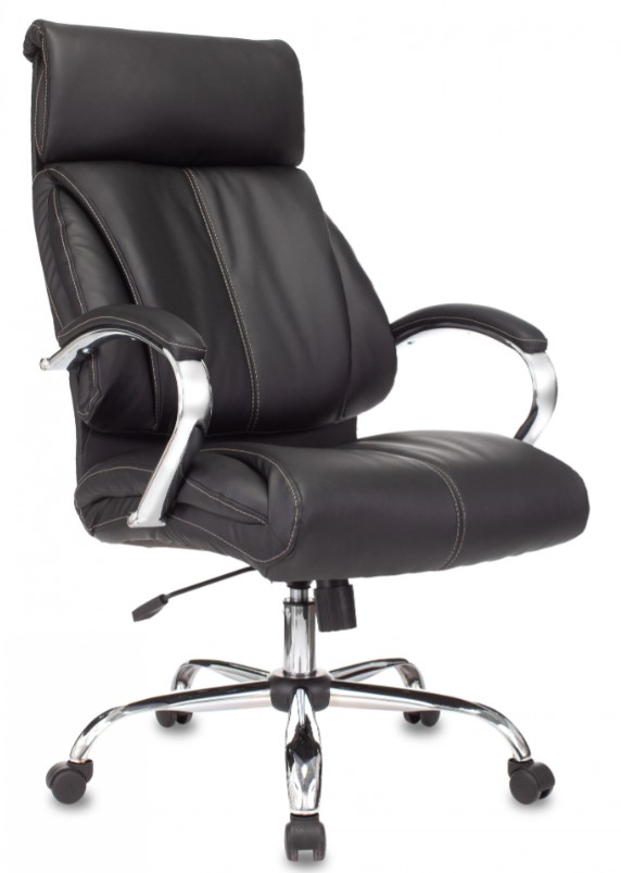 

Кресло Бюрократ T-9904NSL руководителя, цвет черный Leather Venge Black искусственная кожа, крестовина металл хром, T-9904NSL