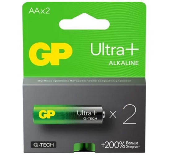 

Батарейка GP Ultra Plus Alkaline 15AUPA21-2CRSB2 1.5V, 2шт, size АA, Ultra Plus Alkaline