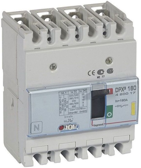 Изображение товара Автоматический выключатель Legrand 420017 4Pol 128-160А Встроенный литой корпус