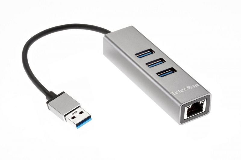 

Адаптер сетевой Telecom TA311U USB 3.0/RJ-45 1000Mbps/3*USB3.0, 0.2m, TA311U