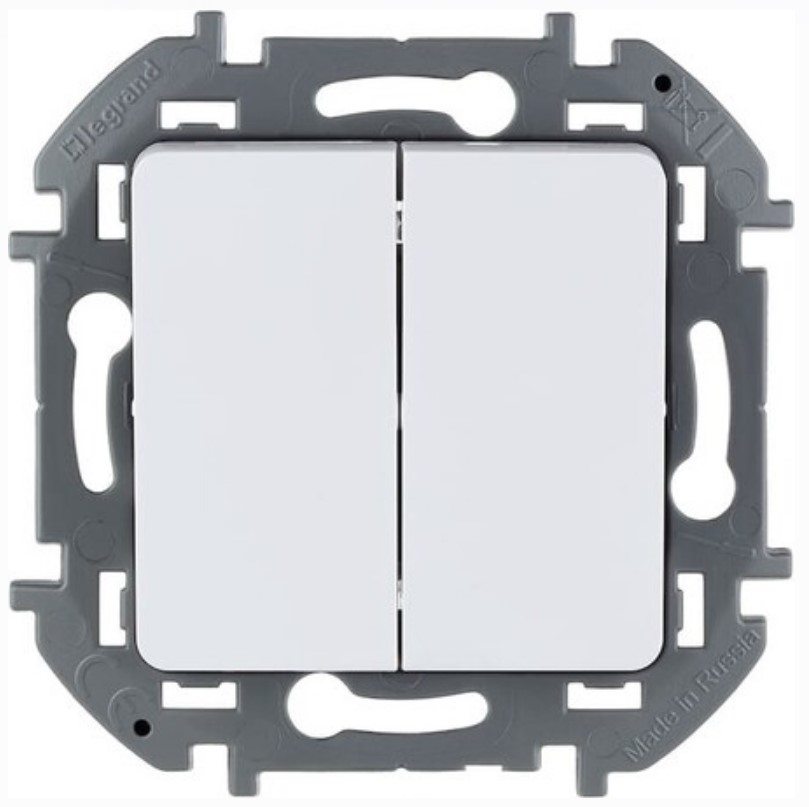 

Выключатель Legrand 673620 Inspiria белый двухклавишный 10 AX - 250 В, 673620