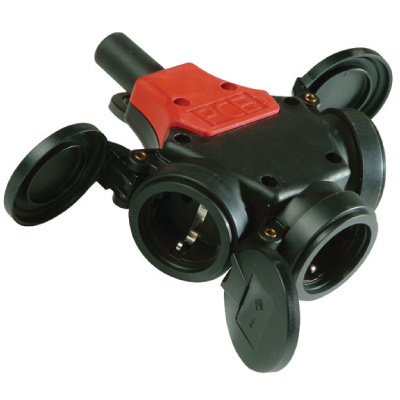 Изображение товара Внешняя розетка Розетка DKC DISS320163 с 3 разъемами IP44 для наружных работ