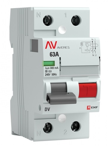 

УЗО EKF rccb-2-63-300-s-av DV 2P 63А/300мА (S) AVERES, rccb-2-63-300-s-av