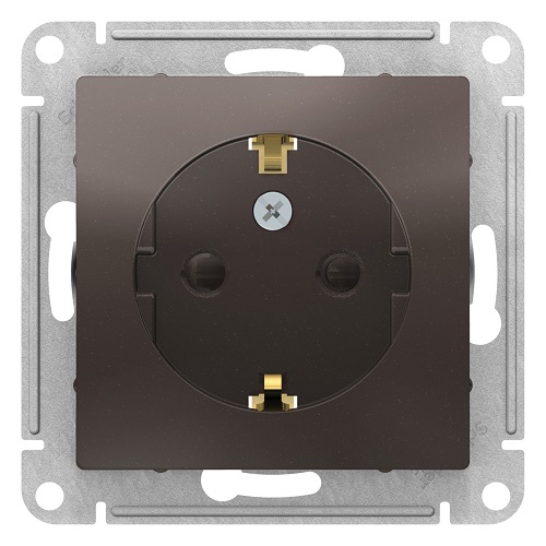 

Розетка Schneider Electric ATN000645 AtlasDesign, с заземлением, со шторками, 16А, механизм, мокко, ATN000645