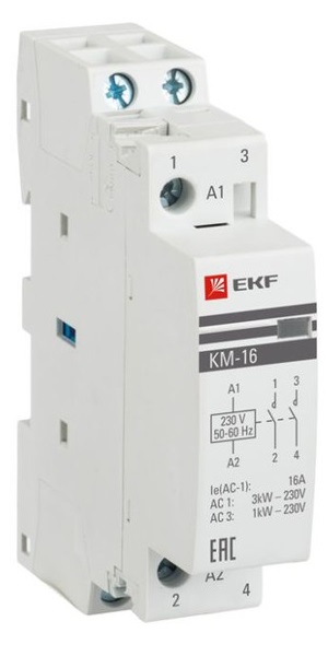 

Контактор модульный EKF km-1-16-11 КМ 16А NО+NC (1 мод.), km-1-16-11