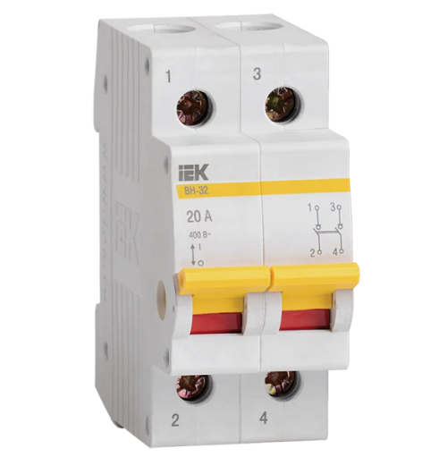 Изображение товара Выключатель IEK MNV10-2-020 20 А 400 В винтовое соединение