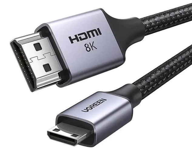 

Кабель UGREEN HD163 15514_ Mini HDMI to HDMI 8K, 1м, черный, HD163