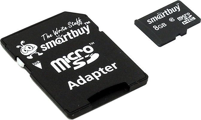 Карта памяти 8GB SmartBuy SB8GBSDCL10-01 MicroSDHC Сlass 10 + SD adapter