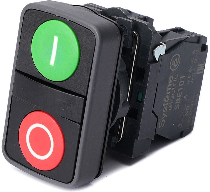 

Кнопка Systeme Electric SB5AA73415 SB5 двойн в сборе модуль 22мм зел "I"+красн "O" пластик 1НО+1НЗ, SB5AA73415