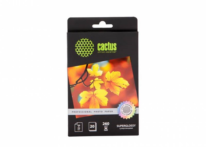 

Фотобумага Cactus CS-HGA626020 Professional, суперглянцевая, 10х15, 260 г/м2, 20 листов, CS-HGA626020