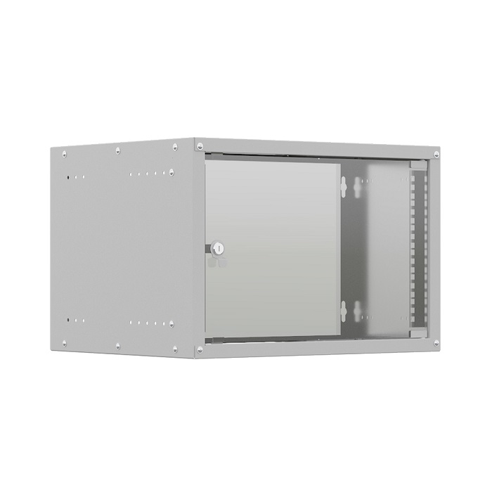 

Шкаф настенный NTSS LIME 6U 550х350х370мм, 2 профиля 19", дверь стеклянная, боковые стенки несъемные, серый RAL 7035 (NTSS-WL6U5535GS), LIME