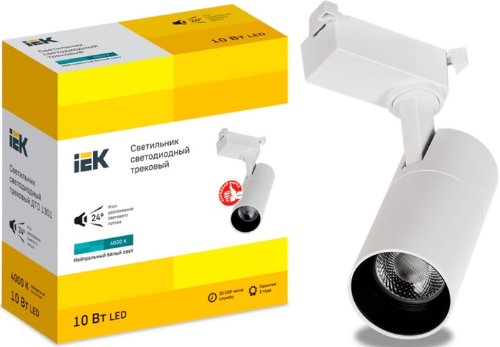 

Светильник трековый IEK LT-DSO0-1301-10-40-K01 LED ДТО 1301 10Вт 4000К 24град белый, LT-DSO0-1301-10-40-K01