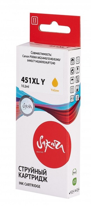 

Картридж струйный Sakura 6475B001 (451XL Y) для Canon PIXMA MG5440/5540/6340/6440/7140, MX924, iP7240, водорастворимый тип чернил, желтый, 685 к., 6475B001 (451XL Y)