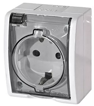 

Розетка Simon 1594445-030 Simon 15 Aqua Белый 1-я с/з с крышкой наружная,IP54, 1594445-030
