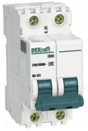 

Автоматический выключатель DEKraft 11117DEK 2Р 32А х-ка D ВА-101 4,5кА, 11117DEK