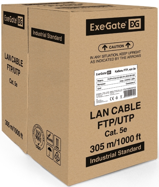

Кабель витая пара F/FTP 5e кат. 4 пары Exegate FUTP4-C5e-CU-S24-IN-LSZH-OR-305 EX289280RUS медь, 24AWG, экран, бухта 305м, оранжевый, LSZH, FUTP4-C5e-CU-S24-IN-LSZH-OR-305