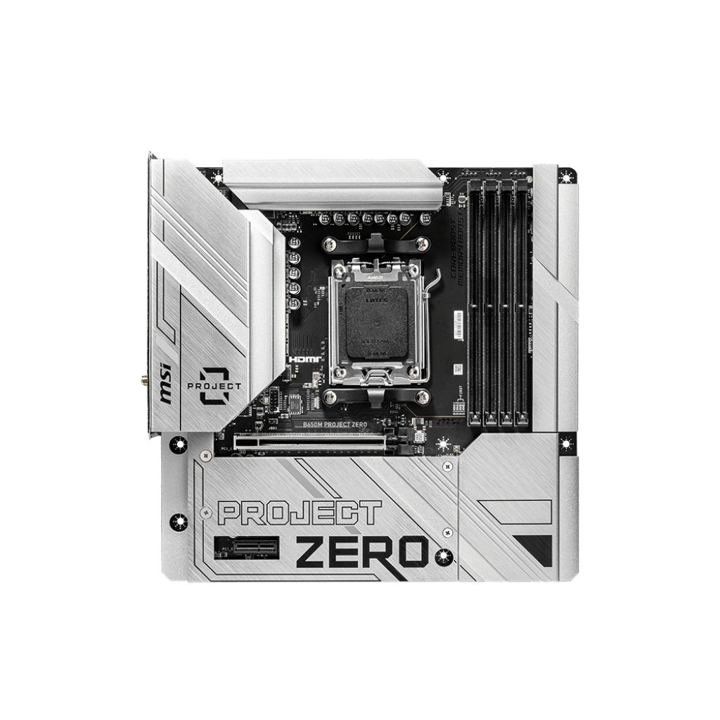 

Материнская плата mATX MSI B650M PROJECT ZERO (AM5, AMD B650, 4*DDR5 (7600), 4*SATA 6G, 4хUSB 3.2 Gen2 , 4хUSB 3.2 Gen1, 6xUSB 2.0, 1xHDMI, 1xRJ-45, 1, B650M PROJECT ZERO