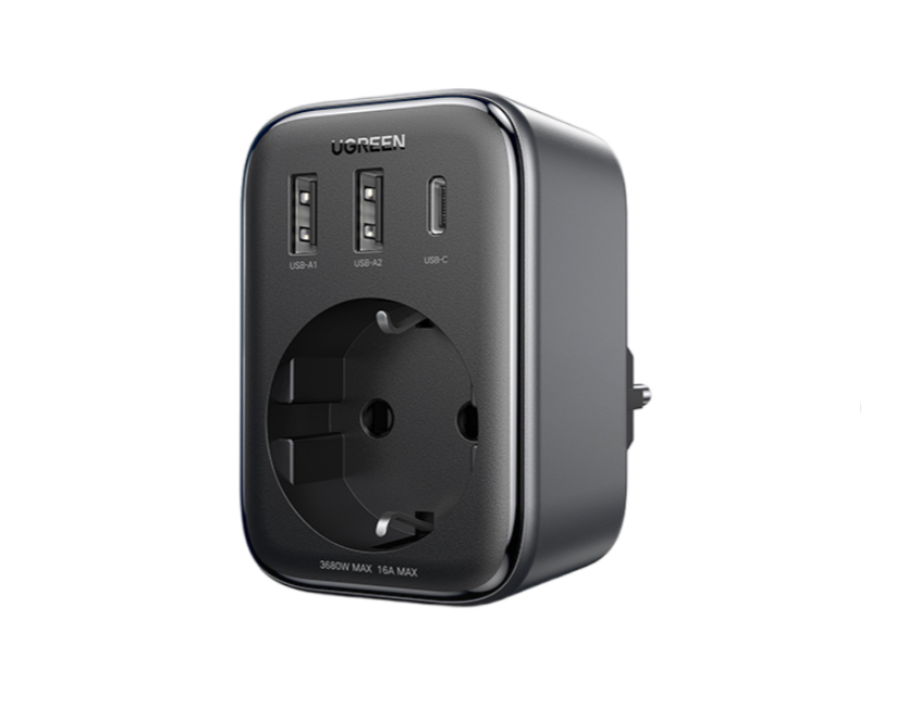 

Зарядное устройство сетевое UGREEN CD314 90613 1 AC outlets+30W 2A1C, черный, CD314